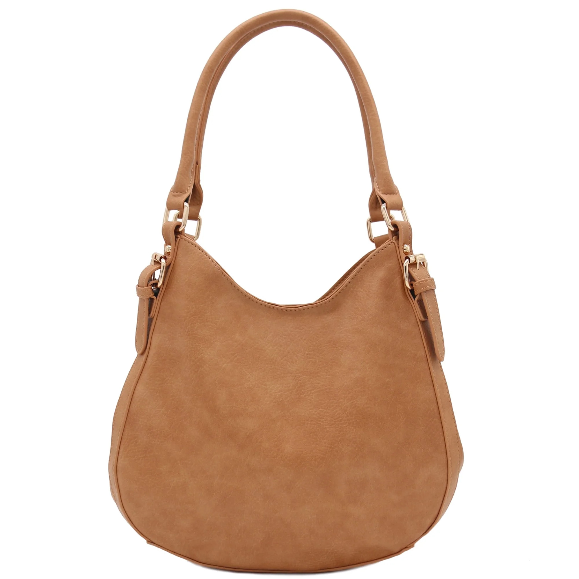 Lightweight 3 Compartment Faux Leather Medium Hobo Bag (Tan) | Walmart (US)