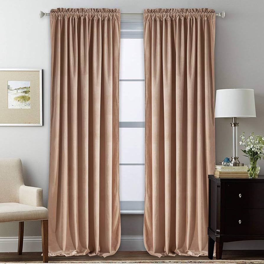 StangH Nursery Sunlight Blush Velvet Curtains - Elegant Interior Decoration Large Window Blackout... | Amazon (US)