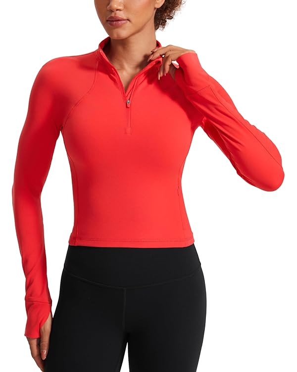CRZ YOGA Butterluxe Half Zip Long Sleeve Shirts for Women - Workout Athletic Yoga Tops Crop Colla... | Amazon (US)