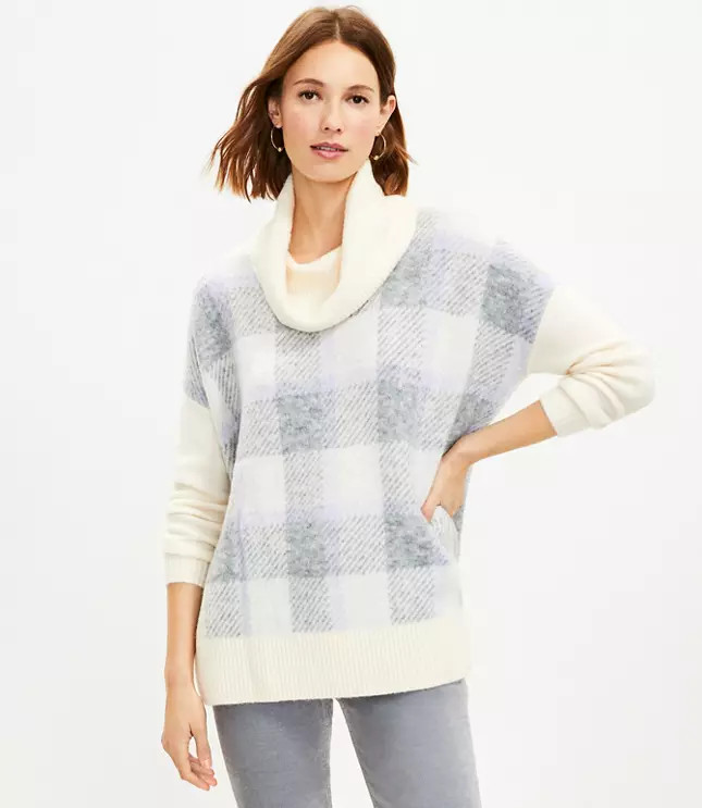 Plaid Poncho Tunic Sweater | LOFT