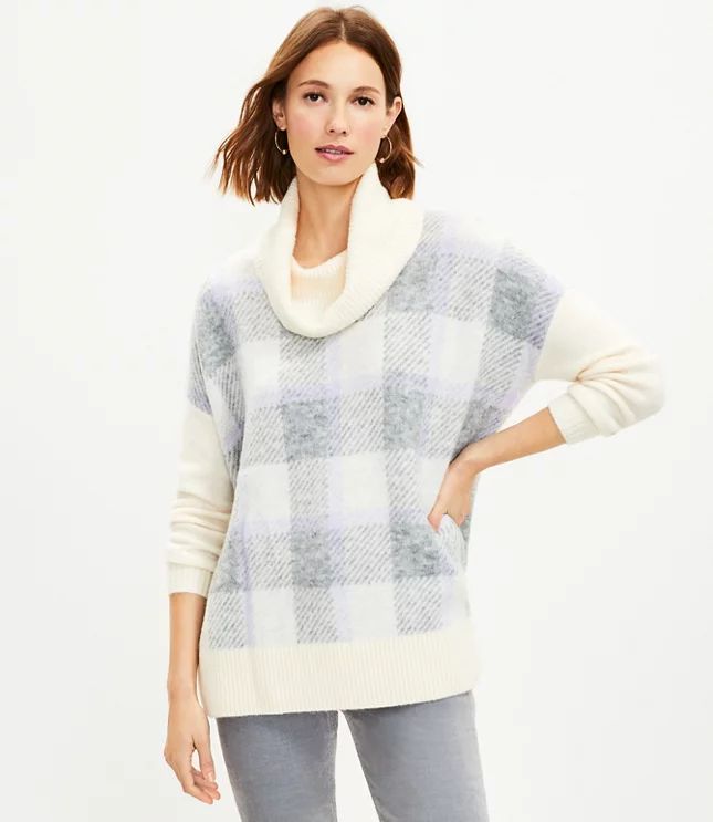 Plaid Poncho Tunic Sweater | LOFT