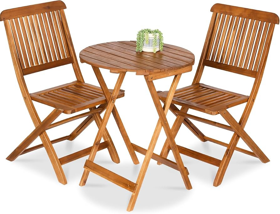 Best Choice Products 3-Piece Acacia Wood Bistro Set, Folding Patio Furniture for Backyard, Balcon... | Amazon (US)