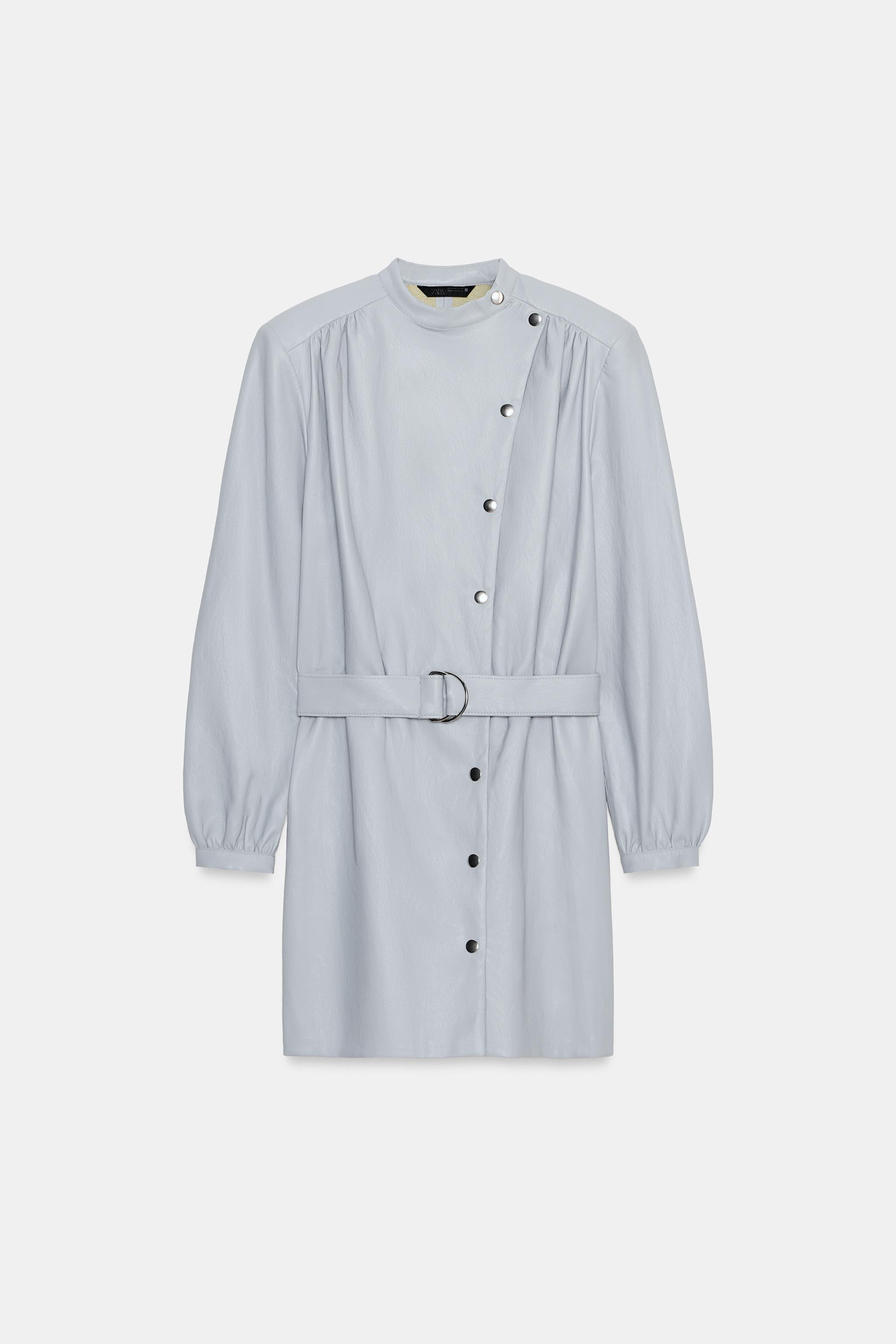 BELTED FAUX LEATHER SHORT DRESS | Zara US