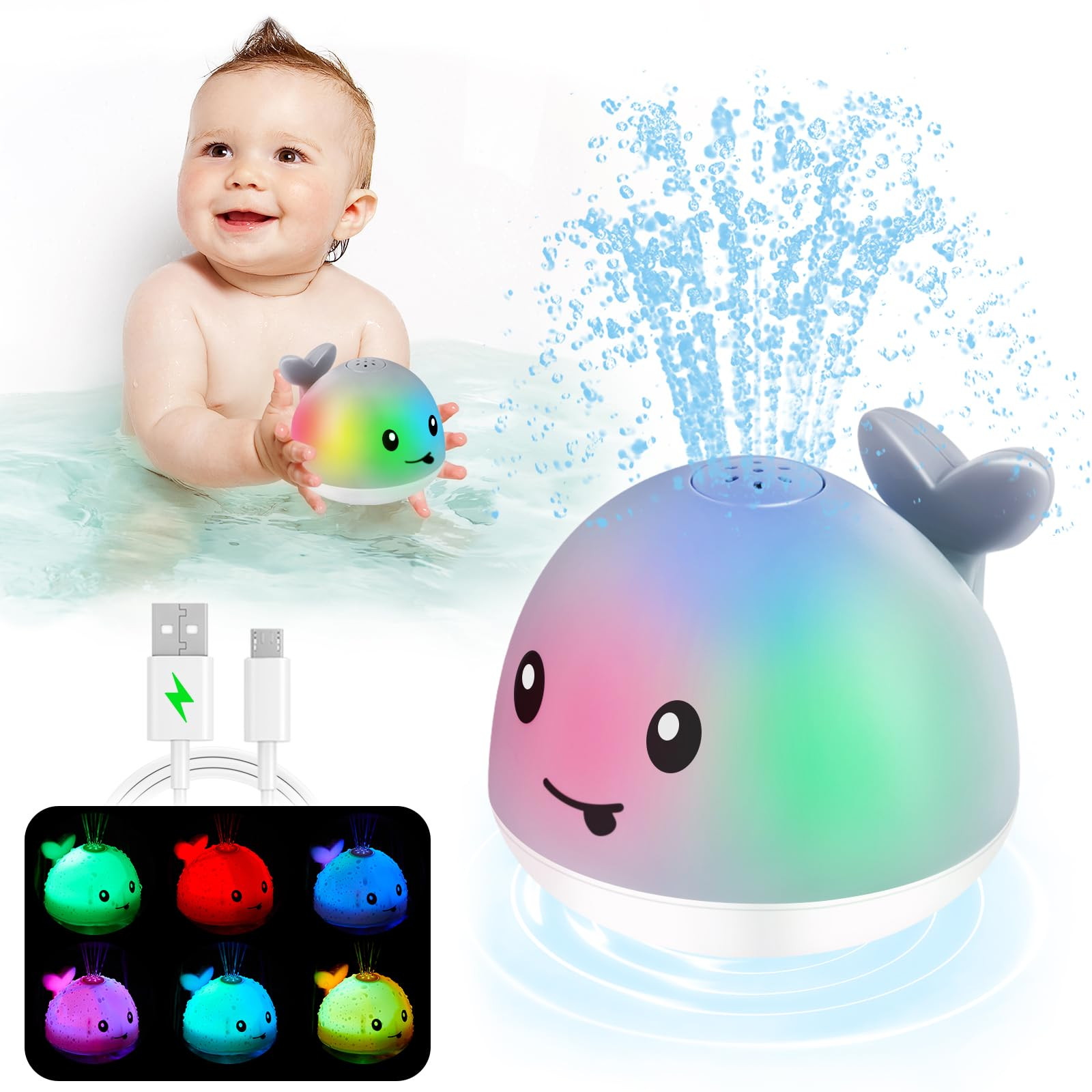 Baby Bath Toys, Toddler Bath Toys for Kids Ages 1-3, Light Up Whale Bath Toy Sprinkler, Pool Water Table Infant Baby Toys 6-12-18 Months, Bathtub Fountain Toy, Toddler 1st Birthday 1 2 3 Gifts | Amazon (US)