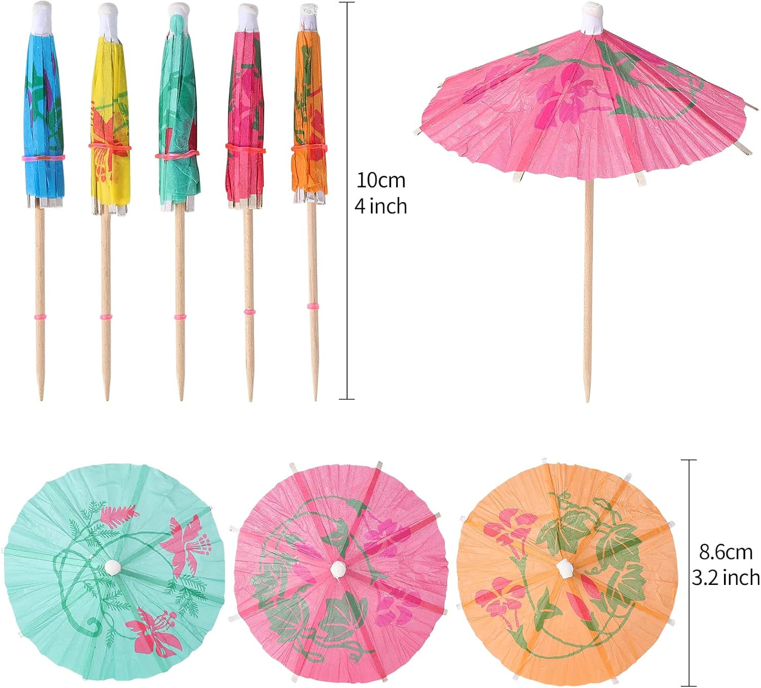 [200 Pcs] Cocktail Drink Umbrella Picks Toothpicks - Colorful Paper Toothpicks Cocktail Umbrellas... | Amazon (US)