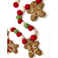 Felt Gingerbread Man Ball Garland, Candyland Christmas Decor, Traditional Gingerbread | Etsy (US)