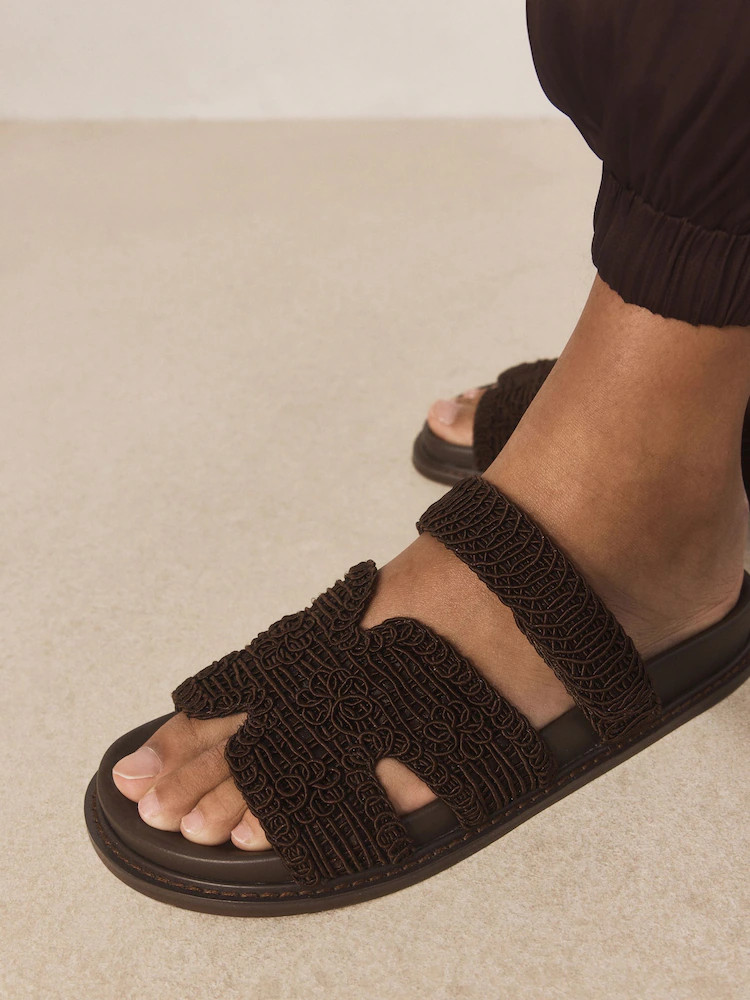 Buy Chocolate Brown Forever Comfort® Woven Footbed Sandals from Next Ireland | Next EU