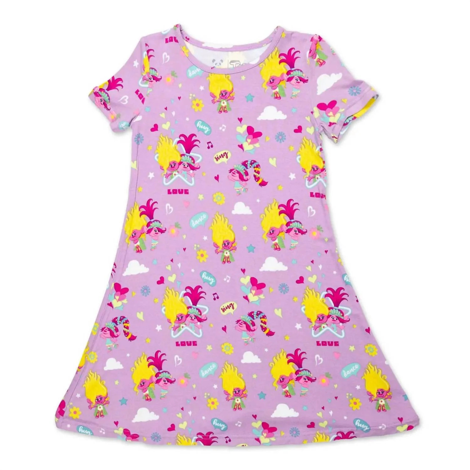 Girls' Trolls Bamboo Short Sleeve Dress In Pink | Shop Simon