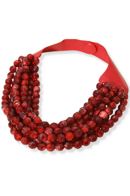Carla Burgundy Faceted Bead Statement Necklace | The Willow Tree
