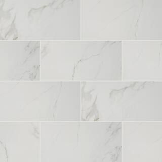 Home Decorators Collection Carrara Polished 12 in. x 24 in. Polished Porcelain Floor and Wall Til... | The Home Depot