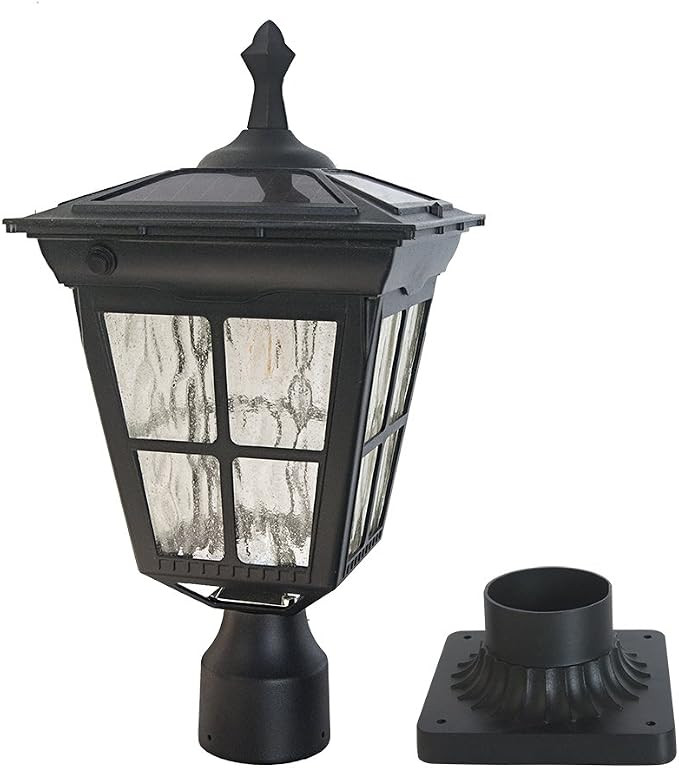 Solar Lamp Post Light, Cast Aluminium Waterproof LED Pillar Lights with Glass Outdoor Dusk to Daw... | Amazon (US)