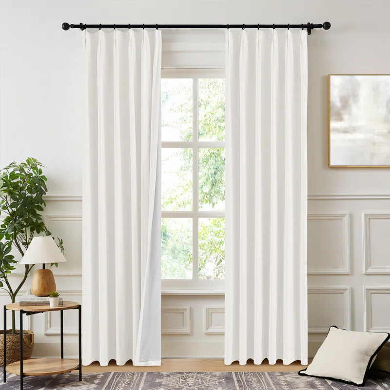 Hokku Designs Pinch Pleated 100% Blackout Linen Curtains 2 Panels Set For Bedroom/Living Room "& ... | Wayfair North America