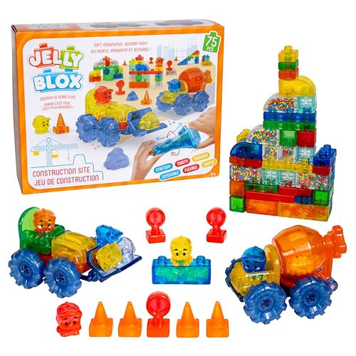 Jelly Blox Construction Site Set | Includes 75 Pieces | Toddler & Preschool Building Blocks Kids Can Squeeze, Stretch, Squish | MESH ACCREDITED | Safety Tested & Ouch-Free | Sensory Play Toy Ages 2+ | Amazon (US)