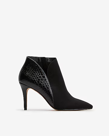 side slit crocodile texture booties | Express