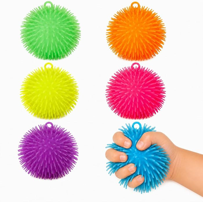 Spiky Puffer Balls 6 Pack, 5.5 Inch Squishy Stress Relief for Kids and Adults, Sensory Fidget Toy... | Amazon (US)