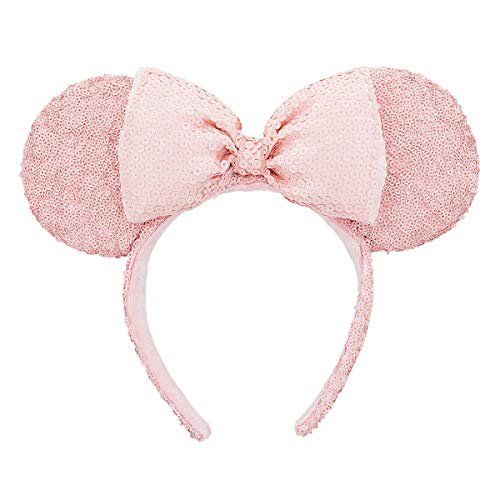 Disney Parks Millennial Pink Minnie Mouse Ear Sequined Headband - Walmart.com | Walmart (US)