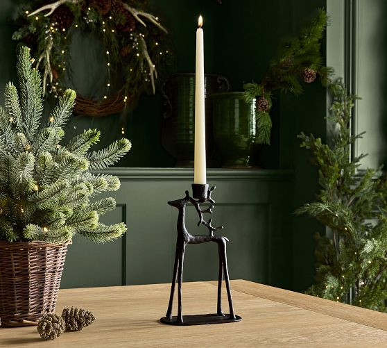 Reindeer Taper Holder - Head Up | Pottery Barn (US)