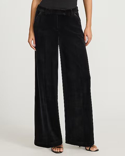Editor Velvet Mid Rise Wide Leg Pant | Express
