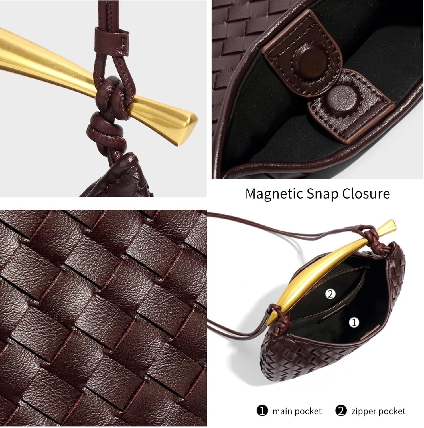 Ruofuna Woven Leather Handbags for Women Fashion Designer Clutch Purse Dumpling Bag Cute Ladies T... | Amazon (US)