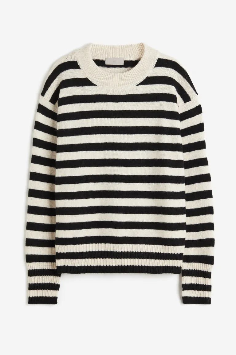 Fine-knit jumper - Black/Striped - Ladies | H&M GB | H&M (UK, MY, IN, SG, PH, TW, HK)