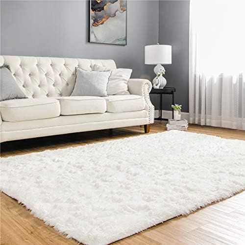 Bedsure Shag Area Rugs for Bedroom, White Fluffy Rug Plush Living Room Carpet 4 x 5 Feet, Fuzzy N... | Amazon (US)