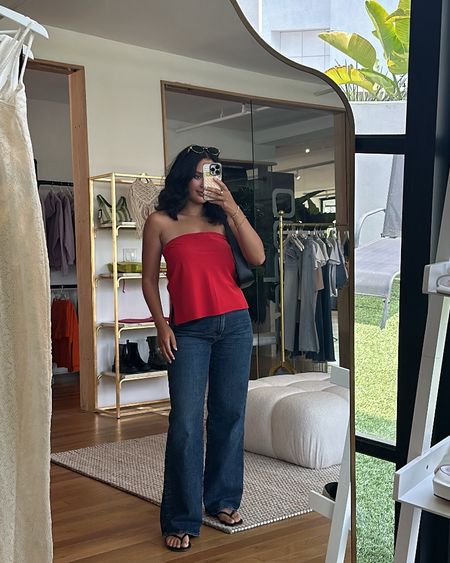 elevated yet relaxed summer outfit with a strapless satin top from Abercrombie and Fitch paired with a staple pair of jeans. I got a size small in the top and it’s perfect they run a little big:) 

#LTKTravel #LTKVideo #LTKStyleTip