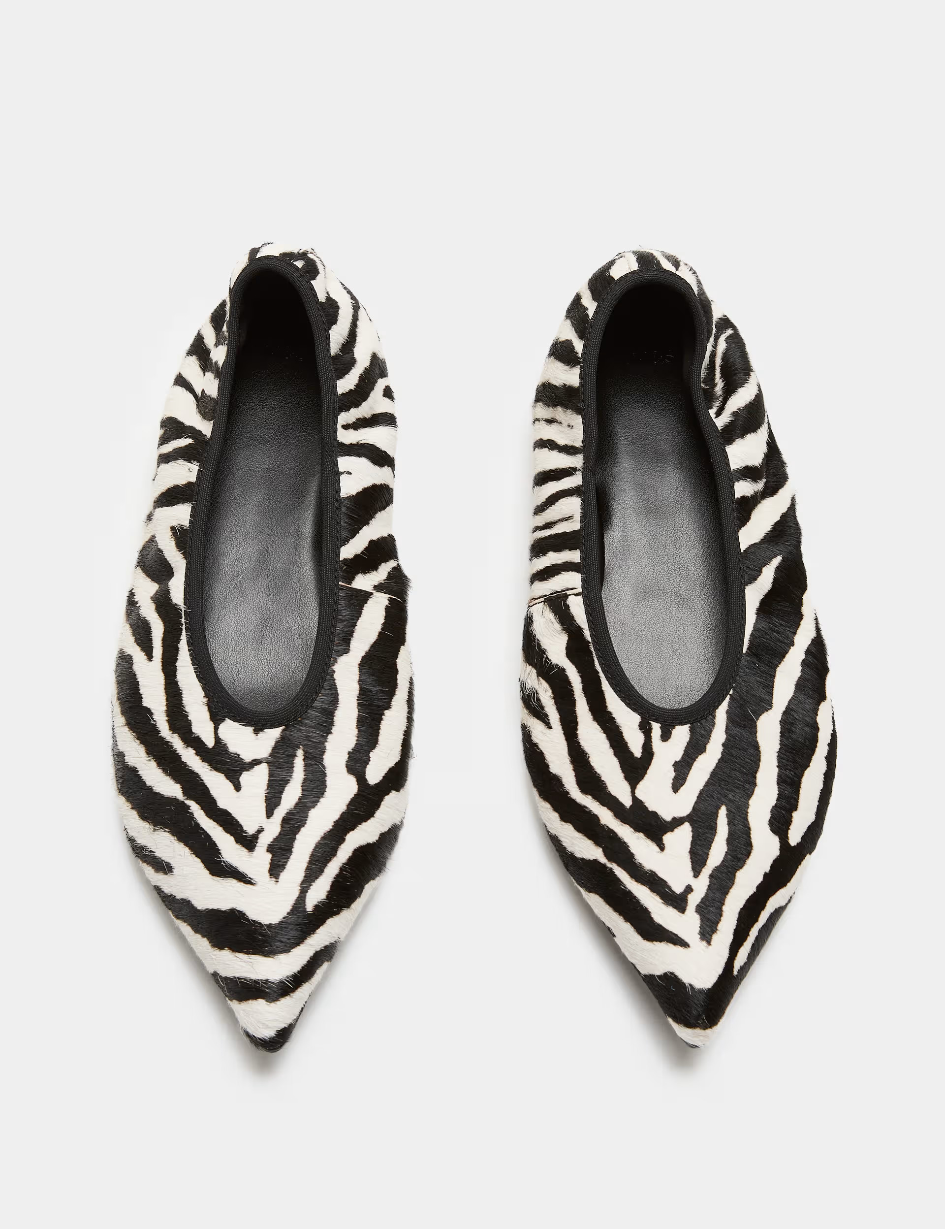 M&S Leather Zebra Print Slip On Pointed Ballet Pumps Black Mix | Marks & Spencer (UK)