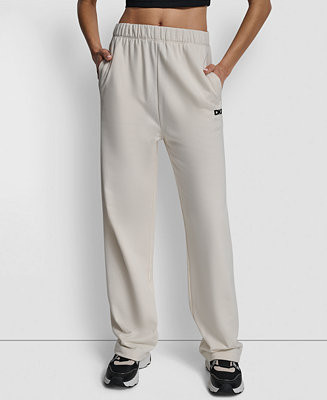 Women's Flocked Logo Boyfriend Open Leg Pants | Macy's