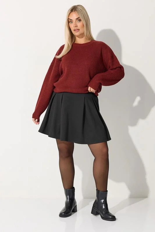 LIMITED COLLECTION Plus Size Black Pleated Mini Skirt | Yours Clothing UK