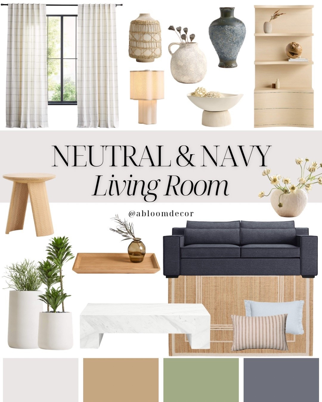 Cozy Navy & Neutral Living Room Decor Collage

#LTKHome