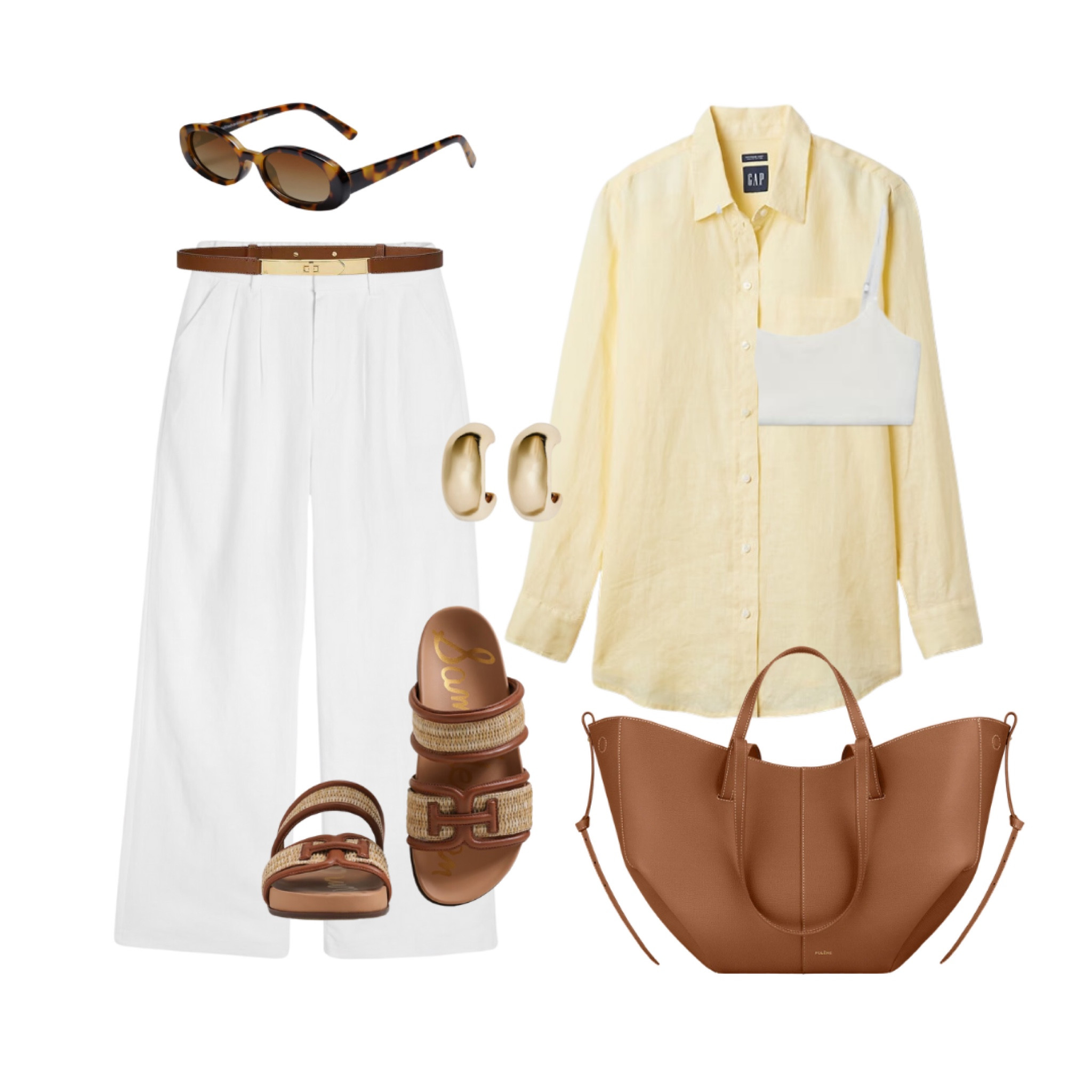 not linked is the “cyme mini tote” from polene in textured camel 🤍