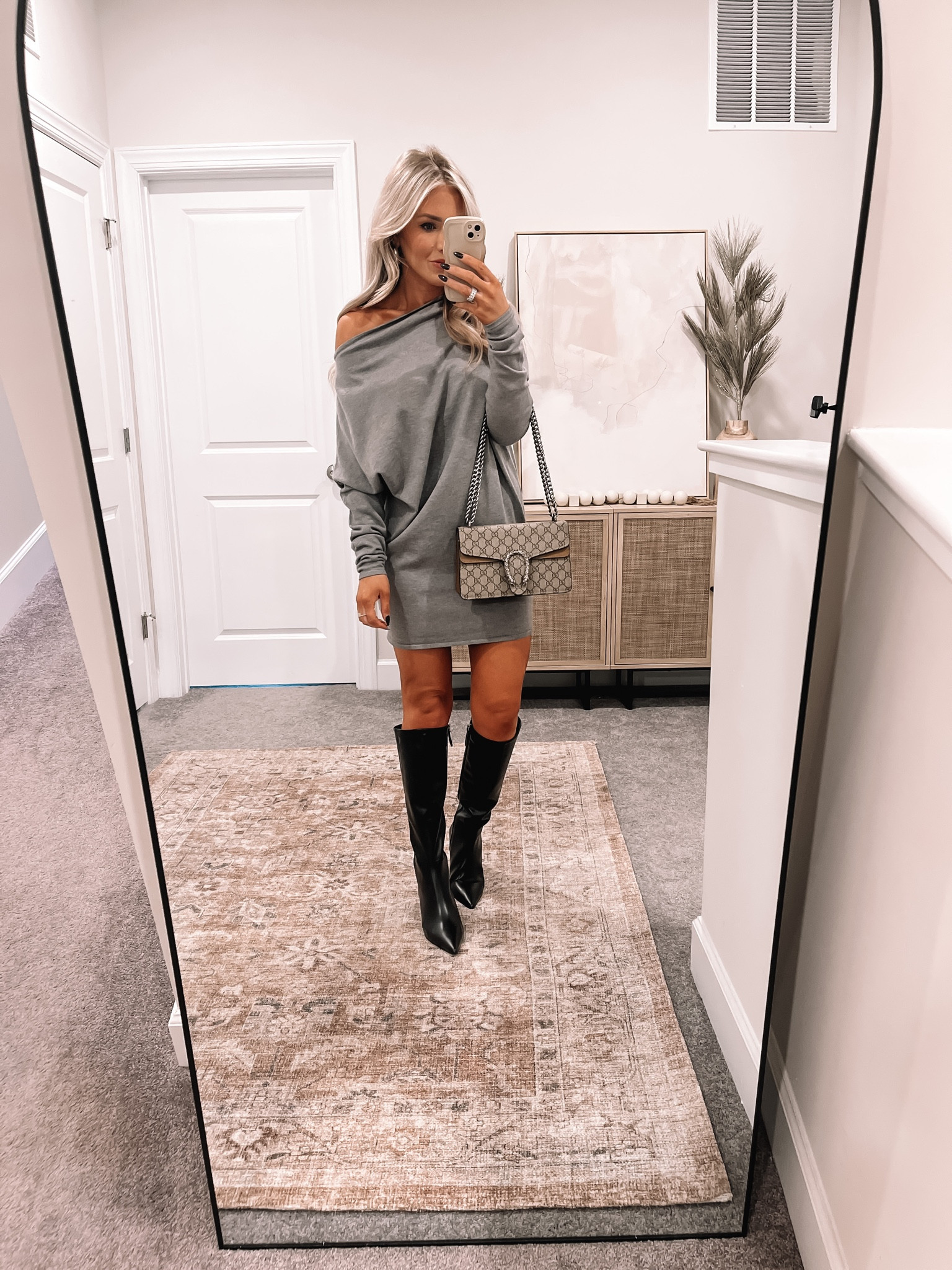 Gray sweater dress. Wearing a size small in this dress! I’m 5’3” and it’s a little short to wear with a belt. 

#LTKHoliday #LTKSeasonal #LTKstyletip