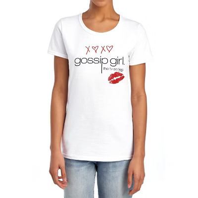 Women's Gossip Girl Classic Logo Valentine's Day T-Shirt, White, X Large | Target