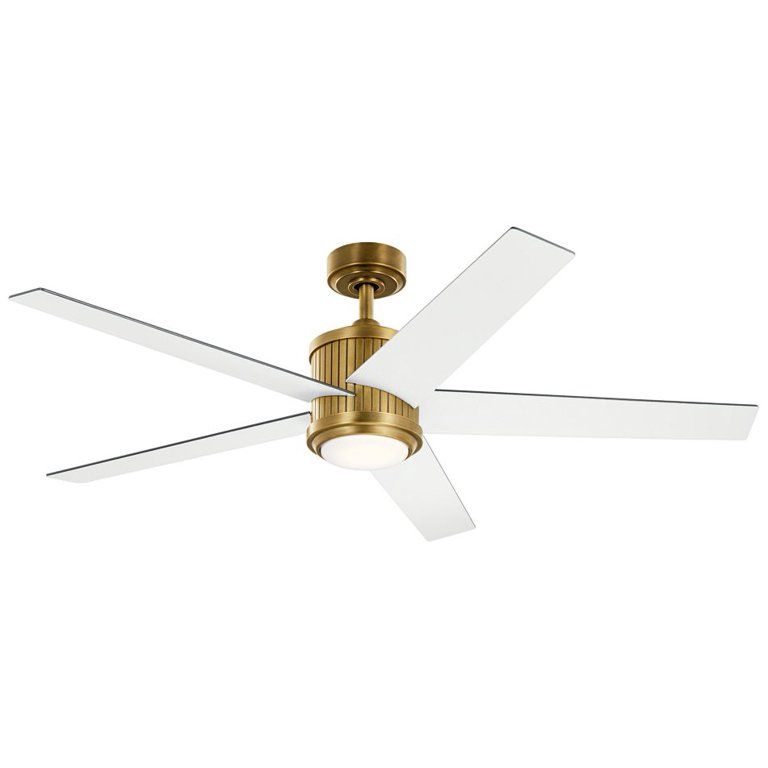 56" Kichler Brahm White and Natural Brass LED Ceiling Fan with Remote | Walmart (US)