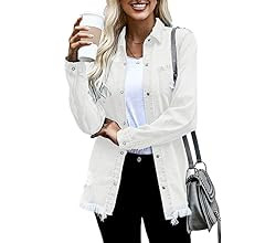 Dokotoo Women's Oversized Denim Jacket Casual Long Boyfriend Distresse Jean Jacket Autumn Spring | Amazon (US)