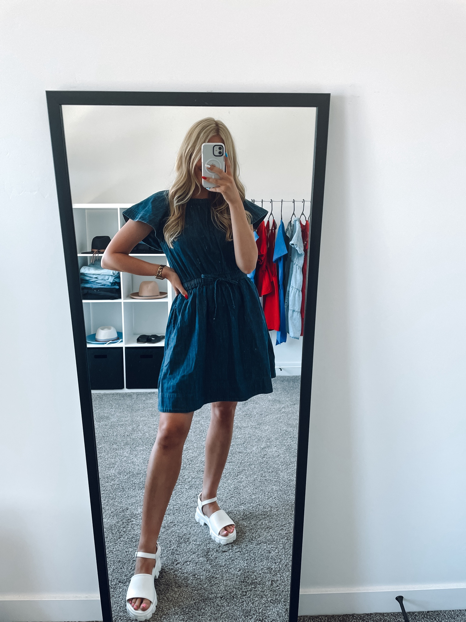 loving this blue denim short sleeve dress from Walmart! comes in a few more colors and would be perfect for teaching or work! I got a size small and I’m 5’6” but I think I could’ve stuck with my usual size M for length!

White sandals: true to size and comfortable 

| Walmart fashion | women’s dress | teacher outfit | women’s fashion | summer outfit | summer dress | baby shower dress 