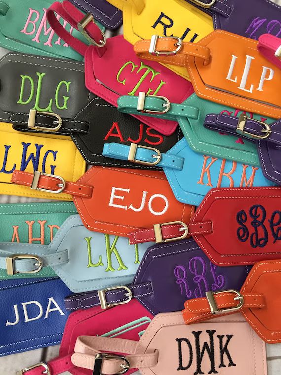 Monogrammed Luggage Tag Leather Luggage Tag Personalized - Etsy | Etsy (US)