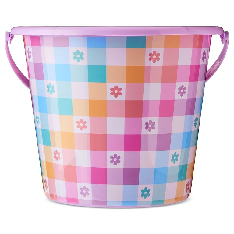 Jumbo Gingham Flowers Plastic Bucket, Multicolor, 11" x 9", Easter by Way To Celebrate | Walmart (US)