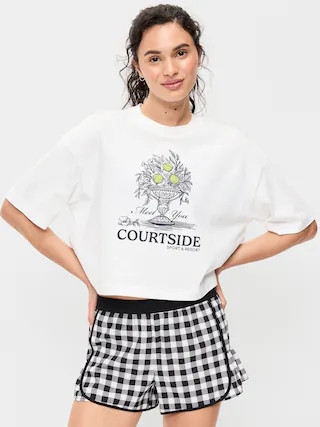 Vintage Crew-Neck Oversized Crop Graphic T-Shirt | Old Navy (US)