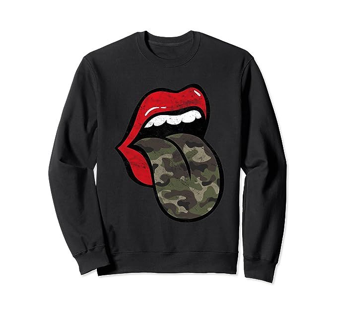 Red Lips Camouflage Tongue Trendy Camo Grunge Sweatshirt | Amazon (US)