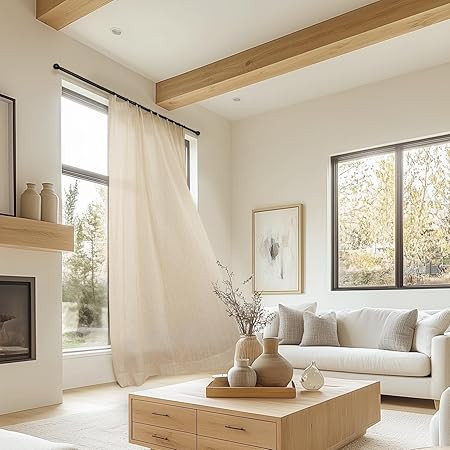 HOMERILLA Cortinas personalizadas de lino de lujo, cortinas semitransparentes y opacas para dormi... | Amazon (US)