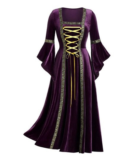 Floral Blooming Purple & Yellow Lace-Up Trumpet Sleeve Maxi Dress - Women | Zulily