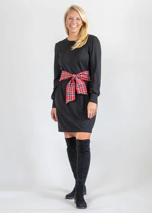 Sydney Dress - Solid Black/Red Tartan Plaid | sailor-sailor