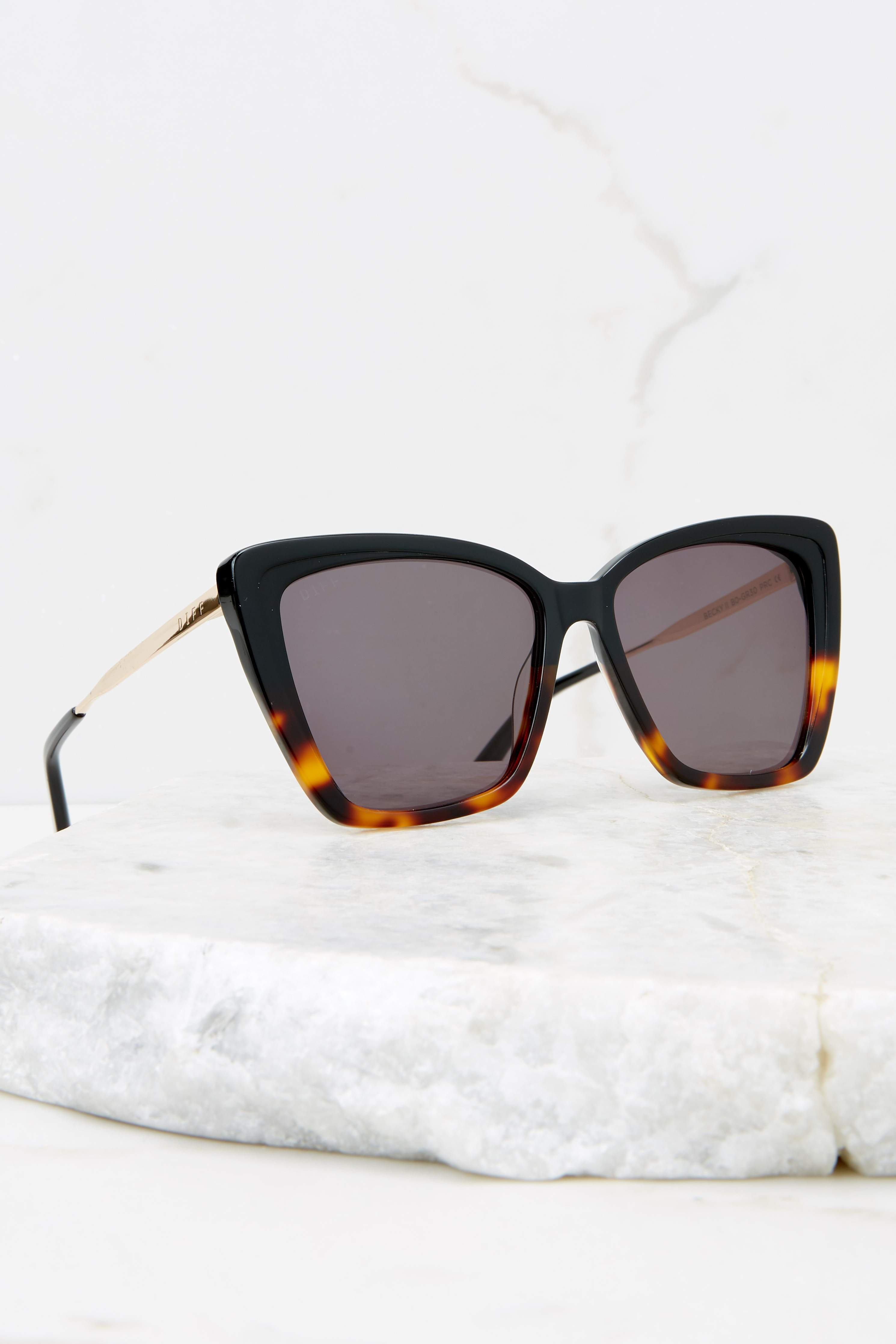 Becky II Black Grey Tortoise Sunglasses | Red Dress 