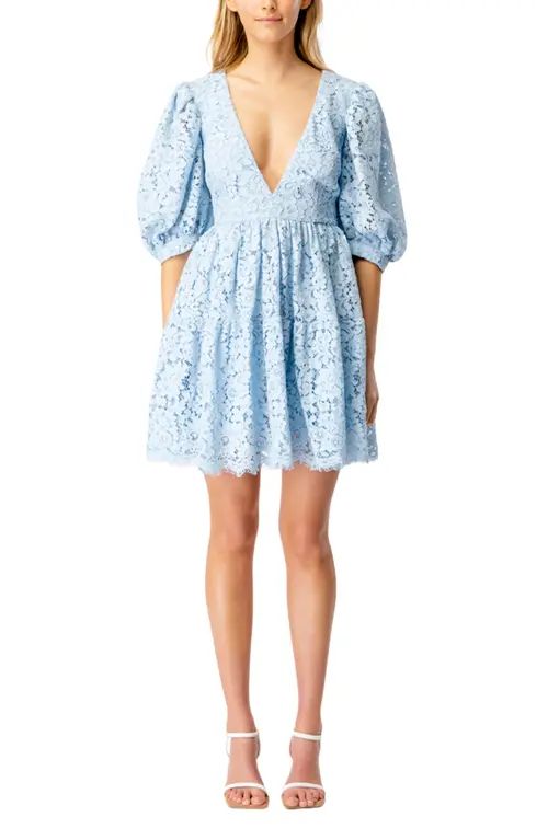 Bardot Gigi Lace Babydoll Dress in Baby Blue at Nordstrom, Size 4 | Nordstrom