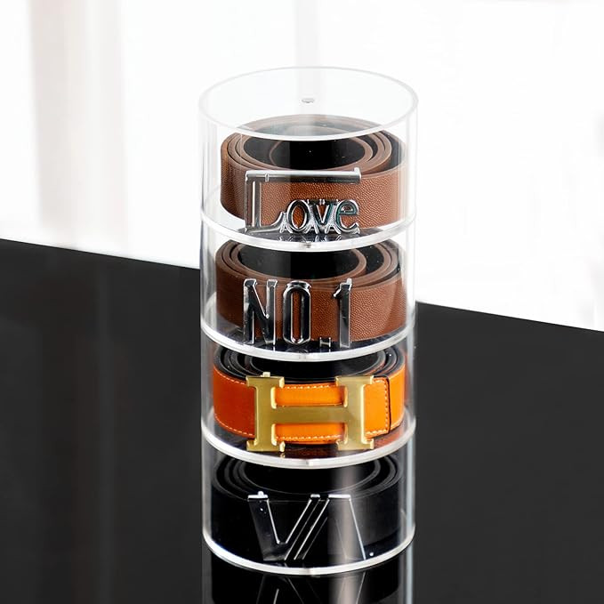 MESAILUP Belt Rack Organizer 4 Layers Acrylic Display Case with Magnet Storage Holder for Accesso... | Amazon (US)