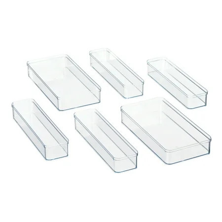 Mainstays 6-Piece Drawer Storage Set, Clear Plastic | Walmart (US)