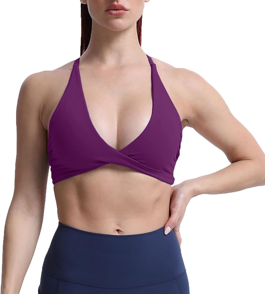 Aoxjox Women's Workout Sports Bras Fitness Backless Padded Sienna Low Impact Bra Yoga Crop Tank T... | Amazon (US)