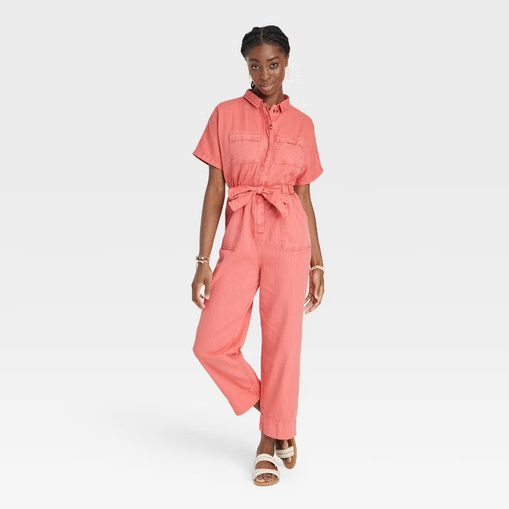Women's Short Sleeve Button-Front Boilersuit - Universal Thread™ | Target