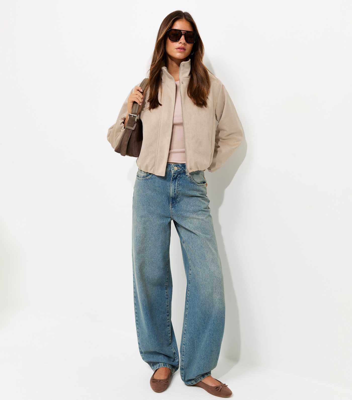 Stone Faux Suede Bubble Hem Jacket | New Look | New Look (UK)